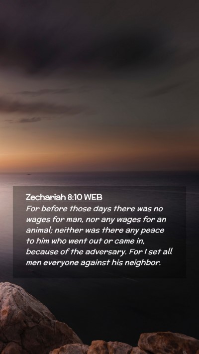 Picture 02 - Zechariah 8:10 WEB Mobile Phone Wallpaper - For before those days there was no wages for man, - Mobile Bible Verse Wallpaper