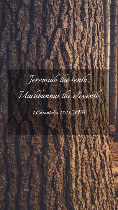 Picture 03 - 1 Chronicles 12:13 WEB Mobile Phone Wallpaper - Jeremiah the tenth, Machbannai the - Mobile Bible Verse Wallpaper