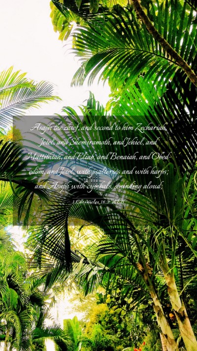 Picture 03 - 1 Chronicles 16:5 WEB Mobile Phone Wallpaper - Asaph the chief, and second to him Zechariah, - Mobile Bible Verse Wallpaper