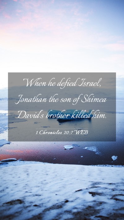 Picture 03 - 1 Chronicles 20:7 WEB Mobile Phone Wallpaper - When he defied Israel, Jonathan the son of Shimea - Mobile Bible Verse Wallpaper
