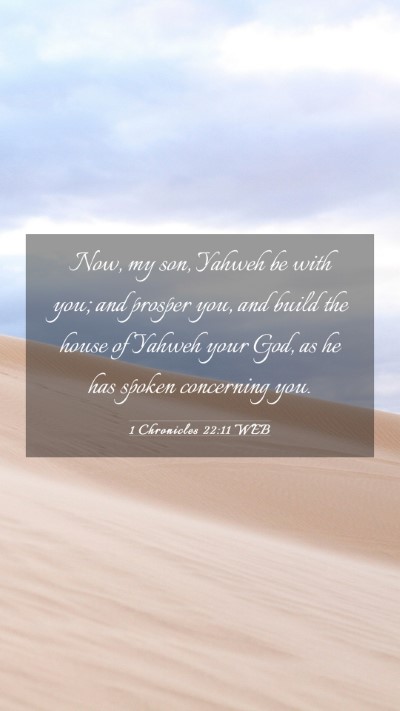 Picture 03 - 1 Chronicles 22:11 WEB Mobile Phone Wallpaper - Now, my son, Yahweh be with you; and prosper you, - Mobile Bible Verse Wallpaper