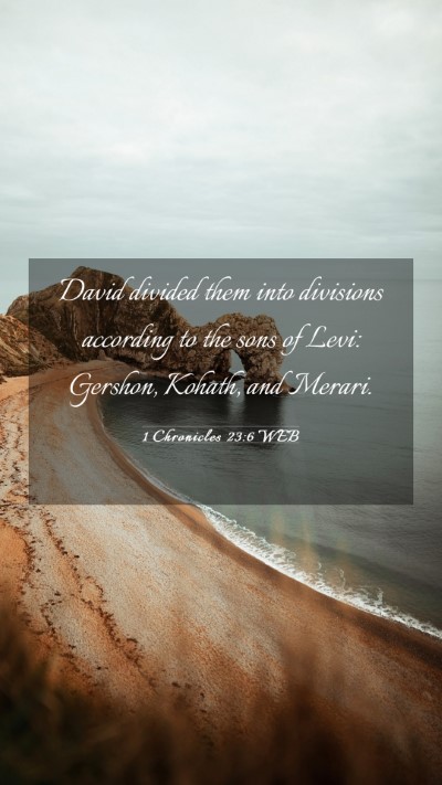 Picture 03 - 1 Chronicles 23:6 WEB Mobile Phone Wallpaper - David divided them into divisions according to - Mobile Bible Verse Wallpaper