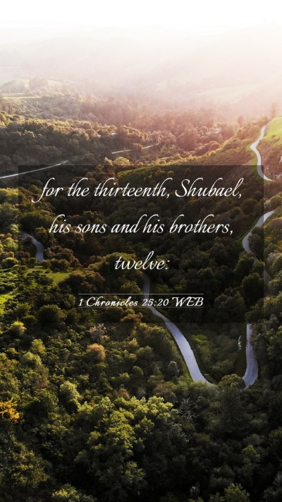 Picture 03 - 1 Chronicles 25:20 WEB Mobile Phone Wallpaper - for the thirteenth, Shubael, his sons and his - Mobile Bible Verse Wallpaper
