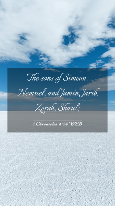 Picture 03 - 1 Chronicles 4:24 WEB Mobile Phone Wallpaper - The sons of Simeon: Nemuel, and Jamin, Jarib, - Mobile Bible Verse Wallpaper