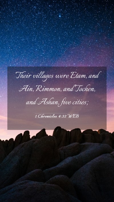 Picture 03 - 1 Chronicles 4:32 WEB Mobile Phone Wallpaper - Their villages were Etam, and Ain, Rimmon, and - Mobile Bible Verse Wallpaper