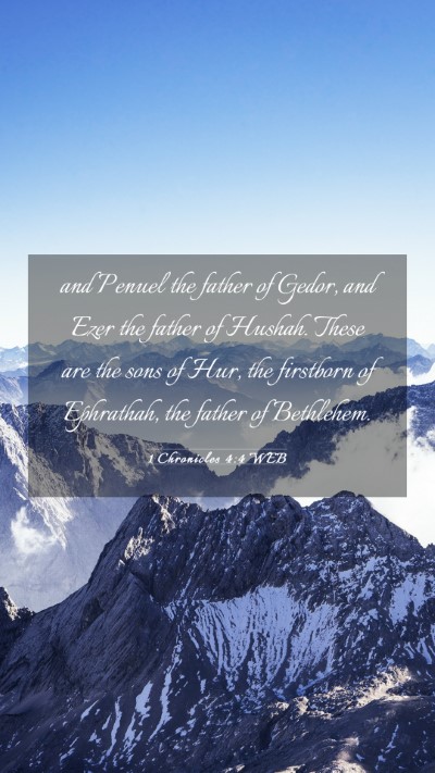 Picture 03 - 1 Chronicles 4:4 WEB Mobile Phone Wallpaper - and Penuel the father of Gedor, and Ezer the - Mobile Bible Verse Wallpaper