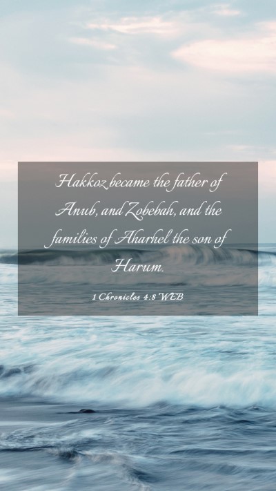 Picture 03 - 1 Chronicles 4:8 WEB Mobile Phone Wallpaper - Hakkoz became the father of Anub, and Zobebah, - Mobile Bible Verse Wallpaper