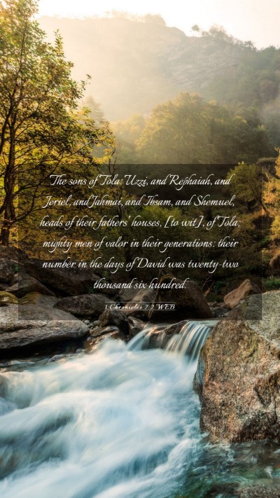 Picture 03 - 1 Chronicles 7:2 WEB Mobile Phone Wallpaper - The sons of Tola: Uzzi, and Rephaiah, and Jeriel, - Mobile Bible Verse Wallpaper