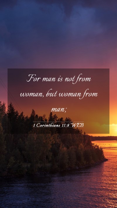 Picture 03 - 1 Corinthians 11:8 WEB Mobile Phone Wallpaper - For man is not from woman, but woman from - Mobile Bible Verse Wallpaper
