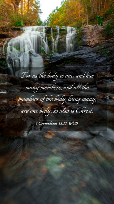 Picture 03 - 1 Corinthians 12:12 WEB Mobile Phone Wallpaper - For as the body is one, and has many members, and - Mobile Bible Verse Wallpaper