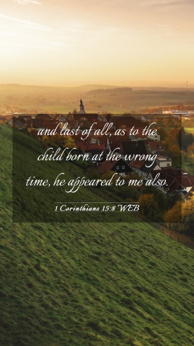 Picture 03 - 1 Corinthians 15:8 WEB Mobile Phone Wallpaper - and last of all, as to the child born at the - Mobile Bible Verse Wallpaper
