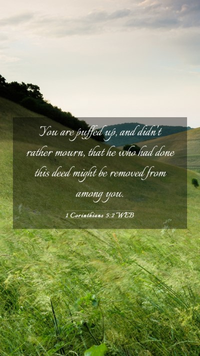 Picture 03 - 1 Corinthians 5:2 WEB Mobile Phone Wallpaper - You are puffed up, and didn't rather mourn, that - Mobile Bible Verse Wallpaper