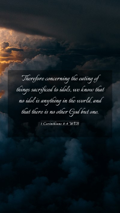 Picture 03 - 1 Corinthians 8:4 WEB Mobile Phone Wallpaper - Therefore concerning the eating of things - Mobile Bible Verse Wallpaper