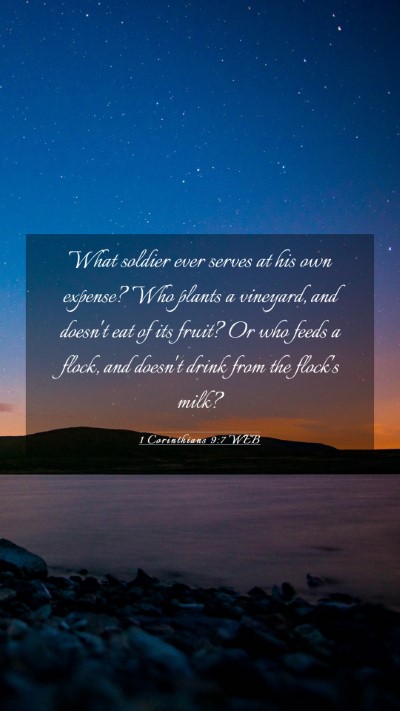 Picture 03 - 1 Corinthians 9:7 WEB Mobile Phone Wallpaper - What soldier ever serves at his own expense? Who - Mobile Bible Verse Wallpaper