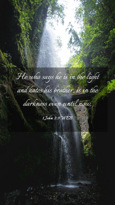 Picture 03 - 1 John 2:9 WEB Mobile Phone Wallpaper - He who says he is in the light and hates his - Mobile Bible Verse Wallpaper