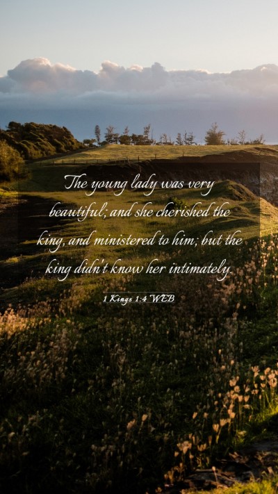 Picture 03 - 1 Kings 1:4 WEB Mobile Phone Wallpaper - The young lady was very beautiful; and she - Mobile Bible Verse Wallpaper