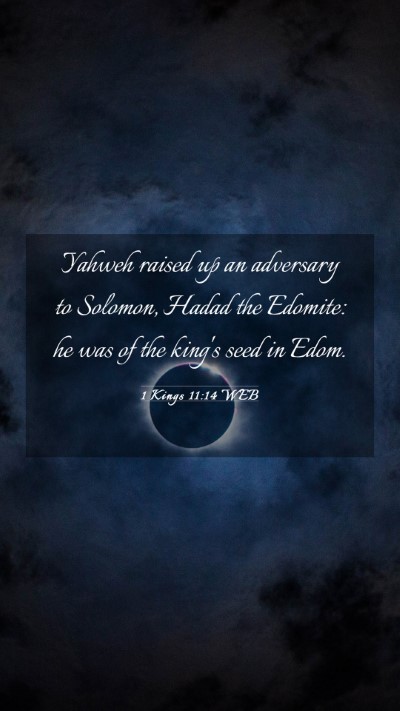 Picture 03 - 1 Kings 11:14 WEB Mobile Phone Wallpaper - Yahweh raised up an adversary to Solomon, Hadad - Mobile Bible Verse Wallpaper