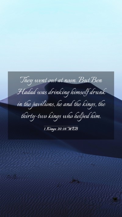 Picture 03 - 1 Kings 20:16 WEB Mobile Phone Wallpaper - They went out at noon. But Ben Hadad was drinking - Mobile Bible Verse Wallpaper