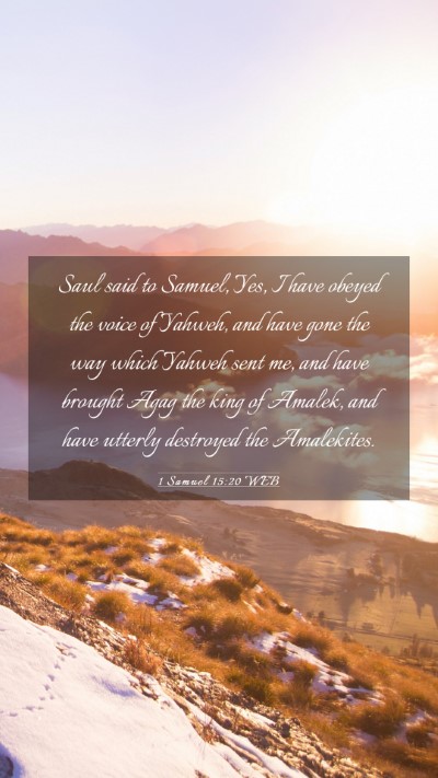 Picture 03 - 1 Samuel 15:20 WEB Mobile Phone Wallpaper - Saul said to Samuel, Yes, I have obeyed the voice - Mobile Bible Verse Wallpaper