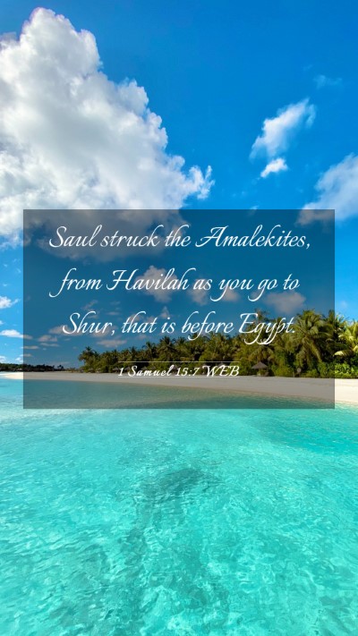 Picture 03 - 1 Samuel 15:7 WEB Mobile Phone Wallpaper - Saul struck the Amalekites, from Havilah as you - Mobile Bible Verse Wallpaper