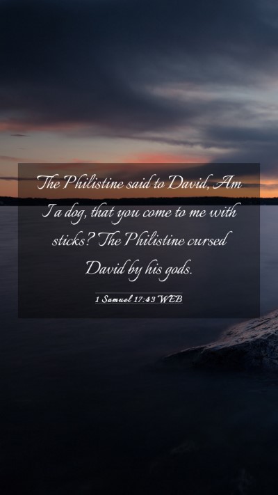 Picture 03 - 1 Samuel 17:43 WEB Mobile Phone Wallpaper - The Philistine said to David, Am I a dog, that - Mobile Bible Verse Wallpaper