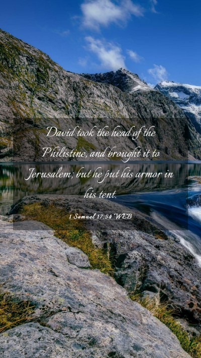 Picture 03 - 1 Samuel 17:54 WEB Mobile Phone Wallpaper - David took the head of the Philistine, and - Mobile Bible Verse Wallpaper