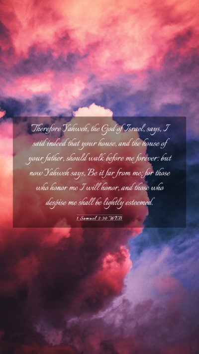 Picture 03 - 1 Samuel 2:30 WEB Mobile Phone Wallpaper - Therefore Yahweh, the God of Israel, says, I said - Mobile Bible Verse Wallpaper