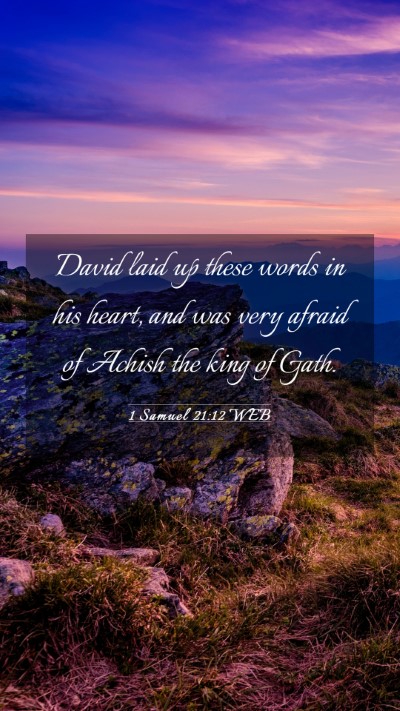 Picture 03 - 1 Samuel 21:12 WEB Mobile Phone Wallpaper - David laid up these words in his heart, and was - Mobile Bible Verse Wallpaper