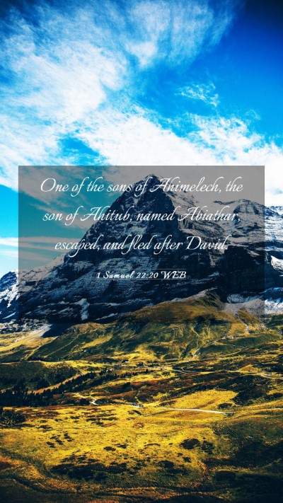 Picture 03 - 1 Samuel 22:20 WEB Mobile Phone Wallpaper - One of the sons of Ahimelech, the son of Ahitub, - Mobile Bible Verse Wallpaper