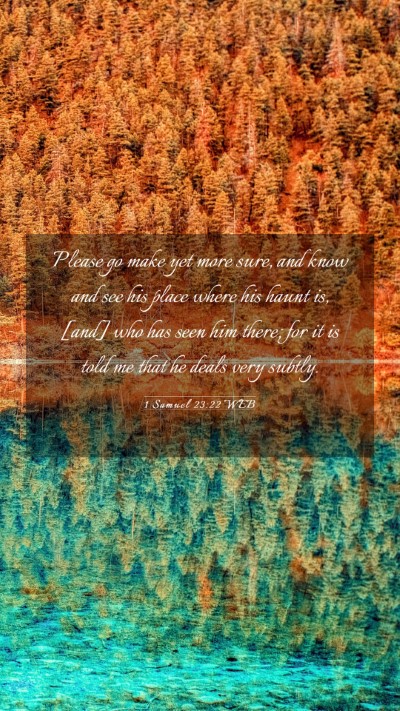 Picture 03 - 1 Samuel 23:22 WEB Mobile Phone Wallpaper - Please go make yet more sure, and know and see - Mobile Bible Verse Wallpaper