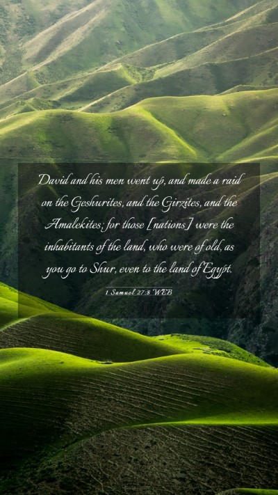 Picture 03 - 1 Samuel 27:8 WEB Mobile Phone Wallpaper - David and his men went up, and made a raid on the - Mobile Bible Verse Wallpaper