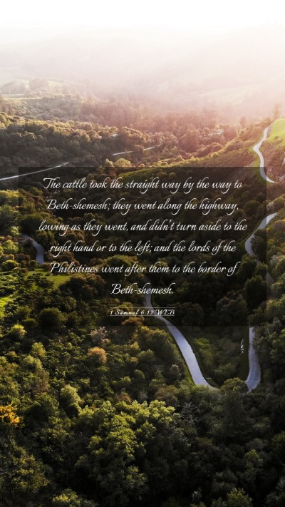 Picture 03 - 1 Samuel 6:12 WEB Mobile Phone Wallpaper - The cattle took the straight way by the way to - Mobile Bible Verse Wallpaper