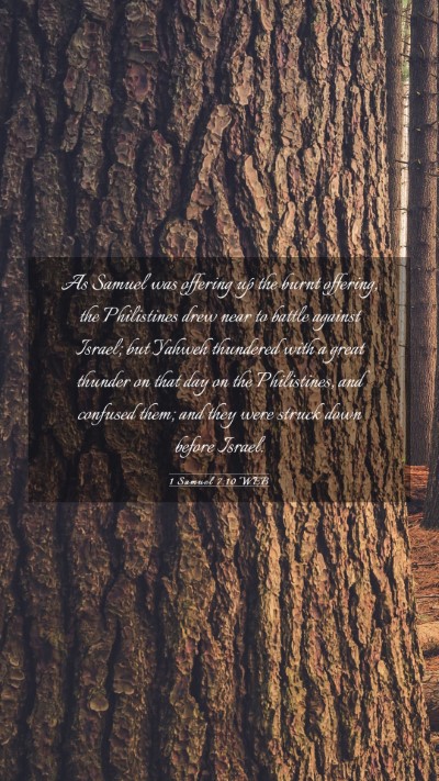 Picture 03 - 1 Samuel 7:10 WEB Mobile Phone Wallpaper - As Samuel was offering up the burnt offering, the - Mobile Bible Verse Wallpaper