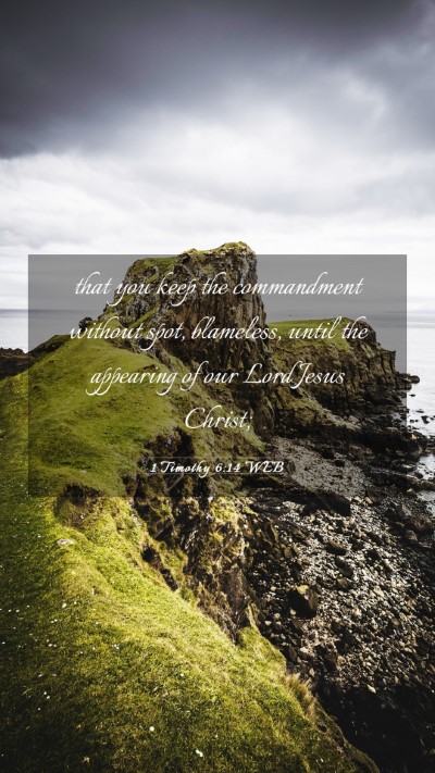 Picture 03 - 1 Timothy 6:14 WEB Mobile Phone Wallpaper - that you keep the commandment without spot, - Mobile Bible Verse Wallpaper