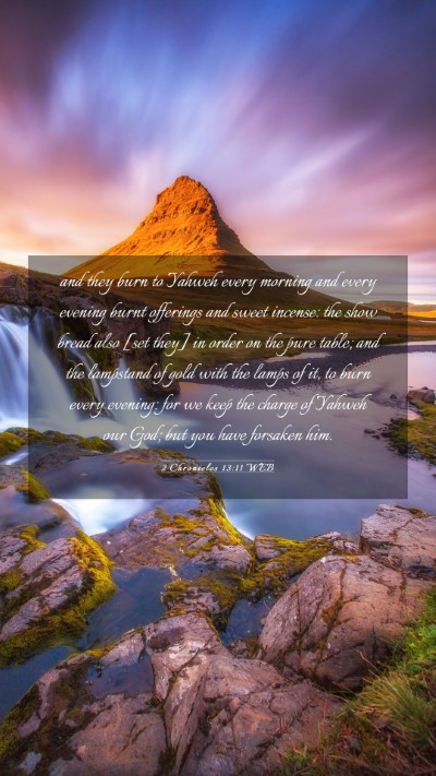 Picture 03 - 2 Chronicles 13:11 WEB Mobile Phone Wallpaper - and they burn to Yahweh every morning and every - Mobile Bible Verse Wallpaper