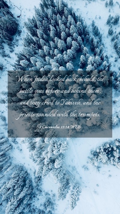 Picture 03 - 2 Chronicles 13:14 WEB Mobile Phone Wallpaper - When Judah looked back, behold, the battle was - Mobile Bible Verse Wallpaper