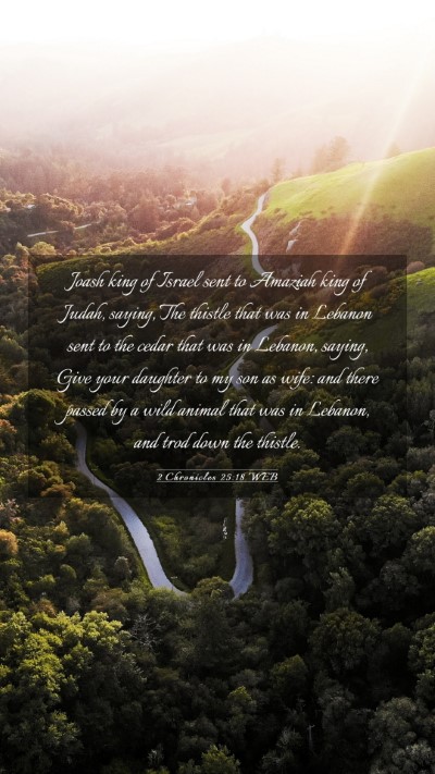 Picture 03 - 2 Chronicles 25:18 WEB Mobile Phone Wallpaper - Joash king of Israel sent to Amaziah king of - Mobile Bible Verse Wallpaper