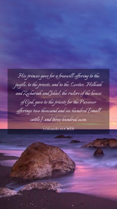 Picture 03 - 2 Chronicles 35:8 WEB Mobile Phone Wallpaper - His princes gave for a freewill-offering to the - Mobile Bible Verse Wallpaper