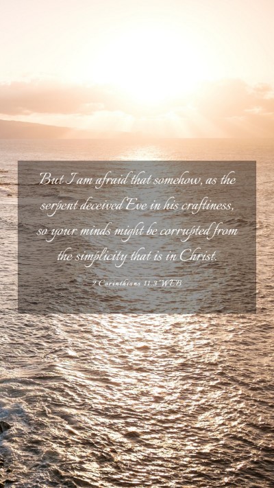 Picture 03 - 2 Corinthians 11:3 WEB Mobile Phone Wallpaper - But I am afraid that somehow, as the serpent - Mobile Bible Verse Wallpaper