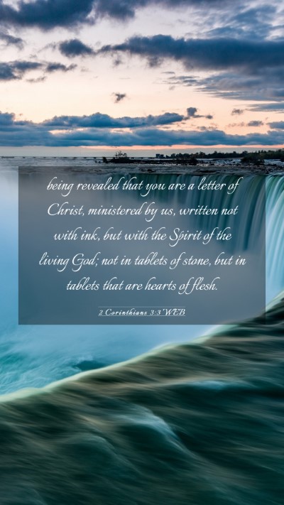 Picture 03 - 2 Corinthians 3:3 WEB Mobile Phone Wallpaper - being revealed that you are a letter of Christ, - Mobile Bible Verse Wallpaper