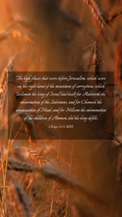 Picture 03 - 2 Kings 23:13 WEB Mobile Phone Wallpaper - The high places that were before Jerusalem, which - Mobile Bible Verse Wallpaper
