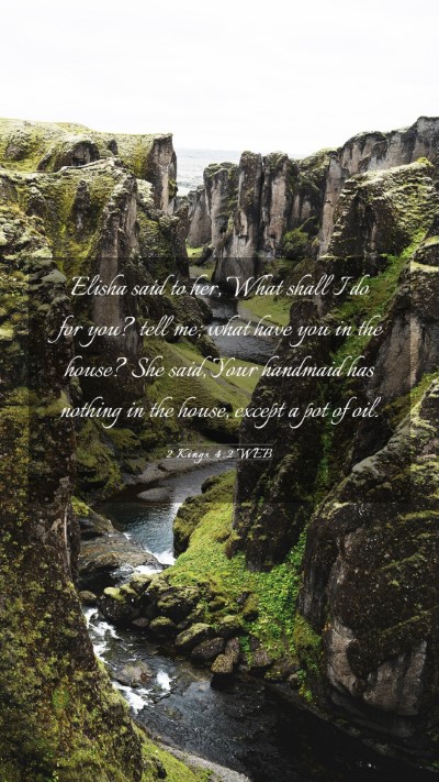 Picture 03 - 2 Kings 4:2 WEB Mobile Phone Wallpaper - Elisha said to her, What shall I do for you? tell - Mobile Bible Verse Wallpaper