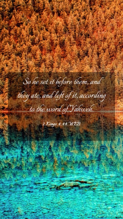 Picture 03 - 2 Kings 4:44 WEB Mobile Phone Wallpaper - So he set it before them, and they ate, and left - Mobile Bible Verse Wallpaper
