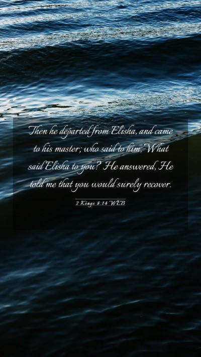 Picture 03 - 2 Kings 8:14 WEB Mobile Phone Wallpaper - Then he departed from Elisha, and came to his - Mobile Bible Verse Wallpaper