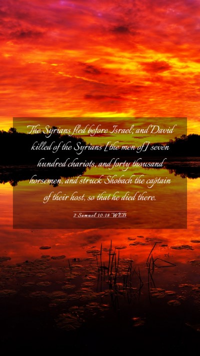 Picture 03 - 2 Samuel 10:18 WEB Mobile Phone Wallpaper - The Syrians fled before Israel; and David killed - Mobile Bible Verse Wallpaper