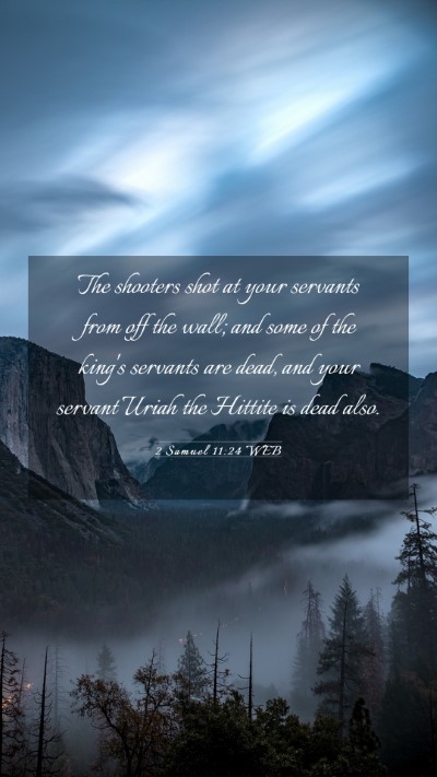 Picture 03 - 2 Samuel 11:24 WEB Mobile Phone Wallpaper - The shooters shot at your servants from off the - Mobile Bible Verse Wallpaper