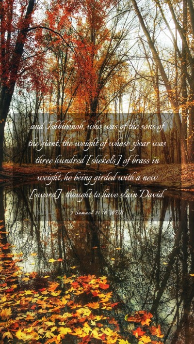 Picture 03 - 2 Samuel 21:16 WEB Mobile Phone Wallpaper - and Ishbibenob, who was of the sons of the giant, - Mobile Bible Verse Wallpaper