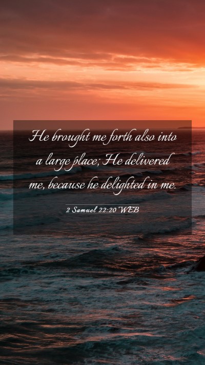 Picture 03 - 2 Samuel 22:20 WEB Mobile Phone Wallpaper - He brought me forth also into a large place; He - Mobile Bible Verse Wallpaper