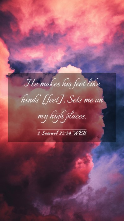 Picture 03 - 2 Samuel 22:34 WEB Mobile Phone Wallpaper - He makes his feet like hinds' [feet], Sets me on - Mobile Bible Verse Wallpaper