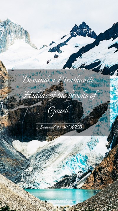 Picture 03 - 2 Samuel 23:30 WEB Mobile Phone Wallpaper - Benaiah a Pirathonite, Hiddai of the brooks of - Mobile Bible Verse Wallpaper